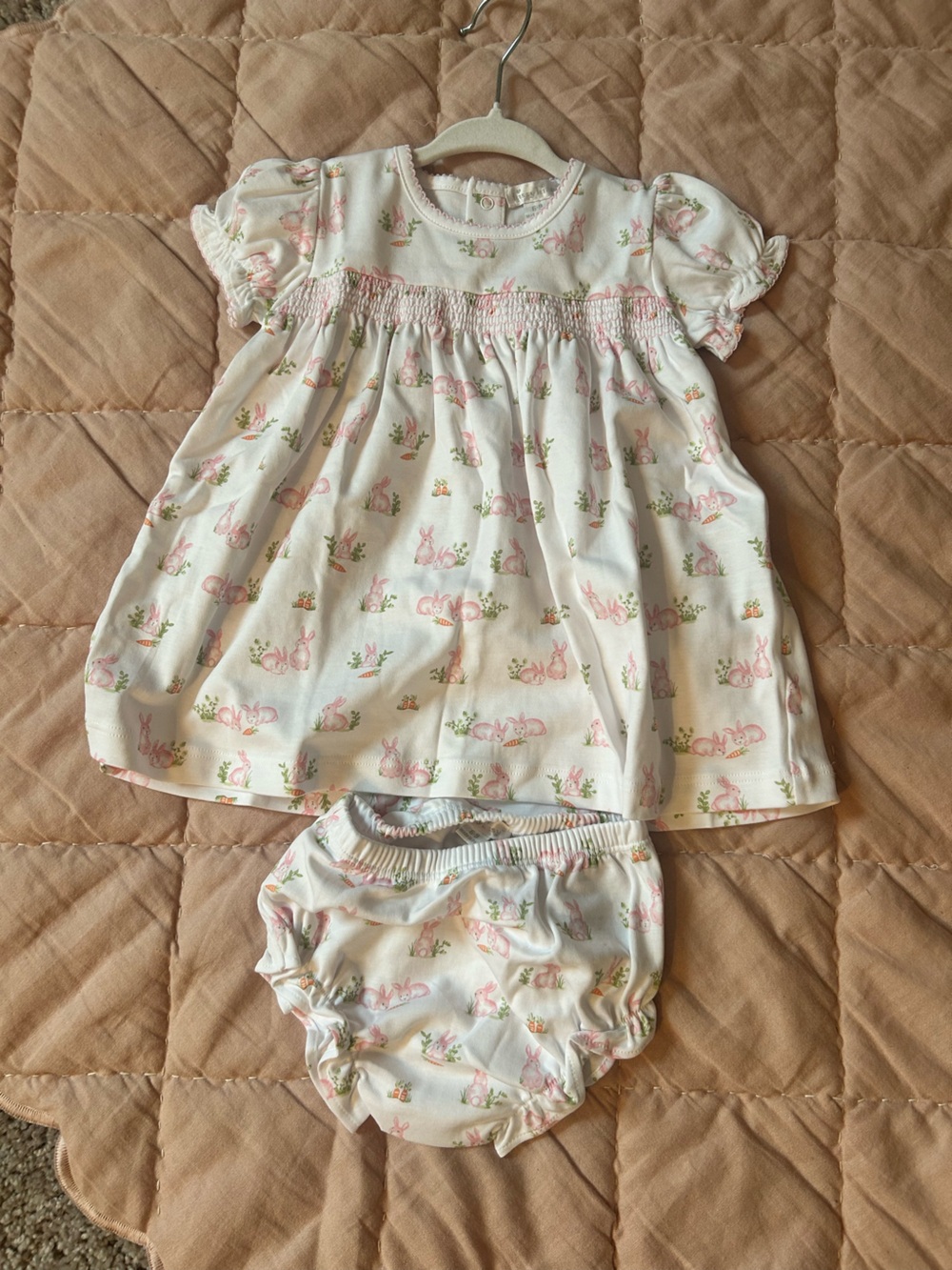 Kissy Kissy Cream Pink Bunny Print Two-Piece Matching Set